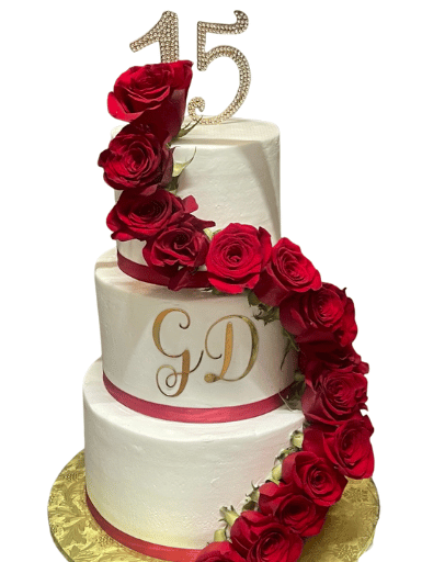 SIMPLE ROSES QUINCE CAKE