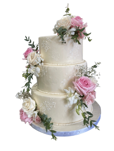 SIMPLE LACE FLOWER CAKE